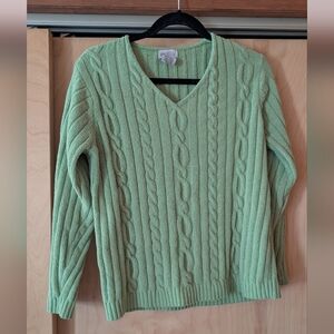 Vintage Cable Knit Chenille V-Neck Sweater